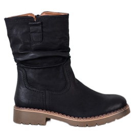 Super Mode Stiefel mit gekräuseltem Obermaterial schwarz