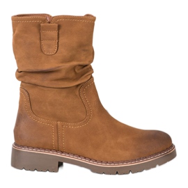 Super Mode Stiefel mit gekräuseltem Obermaterial braun