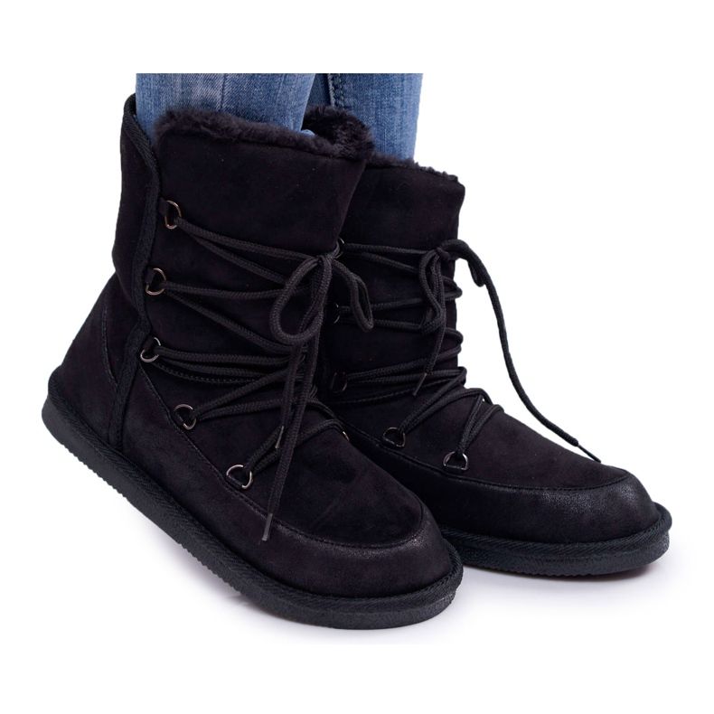 HAN Damen Schneestiefel mit Fell Schwarz Ilana