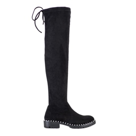 SHELOVET Overknee-Stiefel mit Perlen schwarz