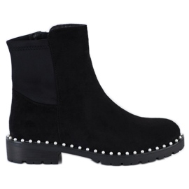 Bestelle Wildlederstiefel mit Perlen schwarz