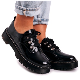 S.Barski Oxfords Damenschuhe auf der Plattform S. Barski HX15 Schwarz lackiert