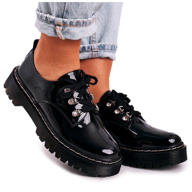 S.Barski Damen Oxfords Schuhe On The Platform S. Barski HX15 Lackiert Schwarz