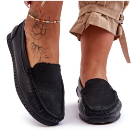 Damen Classic Leder Loafer S.Barski LR97630 Schwarz