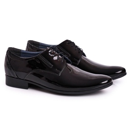 Bednarek Polish Shoes Bednarek Hausschuhe aus schwarz lackiertem Leder für Herren