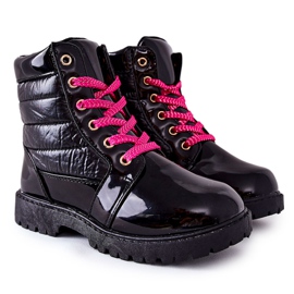Kinderstiefel mit Fell mit Quilting Black Pinkie erwärmt schwarz