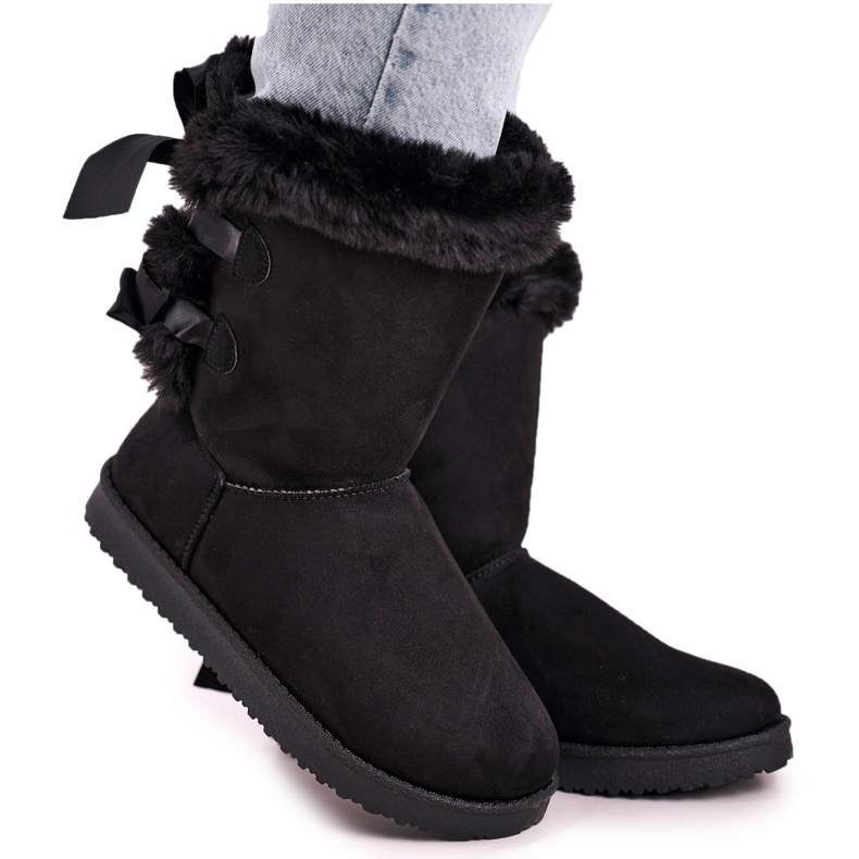 Damen-Schneestiefel mit Kunstpelz-isoliertem Band Schwarz Kaylee