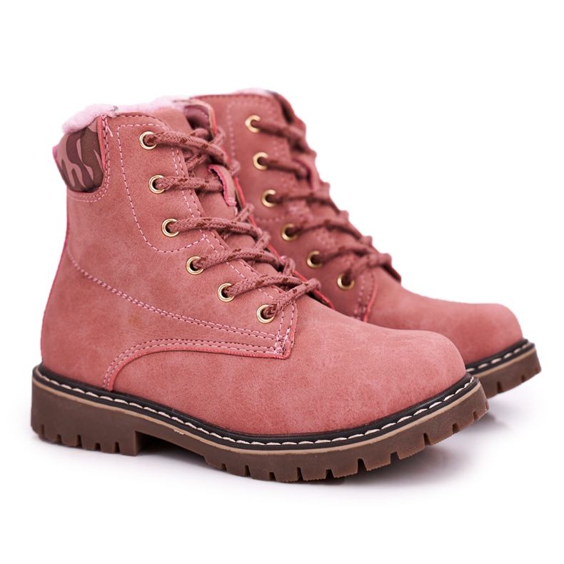 Apawwa Kinderstiefel Trappers mit Fell gewärmt Pink London rosa