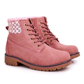 Apawwa Kinderstiefel Trapper mit Fell Pink Forest isoliert