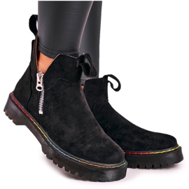 Chelsea Boots für Damen mit bunten Nähten Wildleder Schwarz Addison