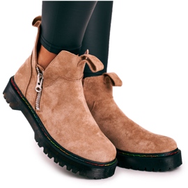Chelsea Boots für Damen mit bunten Nähten Wildleder Beige Addison