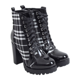 Schwarze karierte High Heels NS080P Schwarz