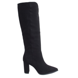 Klassische Stiefel mit einem schwarzen Schnitt RB89P Schwarz