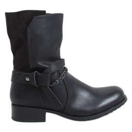 Schwarze schwarze Damenstiefel F3163 Schwarz