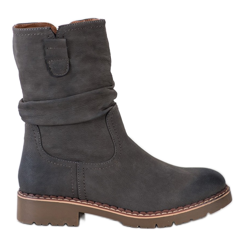 Super Mode Stiefel mit gerafftem Obermaterial grau