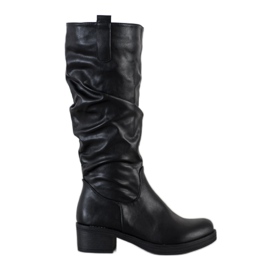Flyfor Stiefel mit gerafftem Obermaterial schwarz