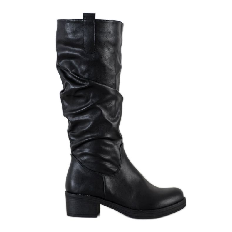 Flyfor Stiefel mit gerafftem Obermaterial schwarz