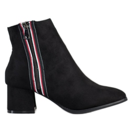 M.Daszyński Wildlederstiefel mit dekorativem Reißverschluss schwarz