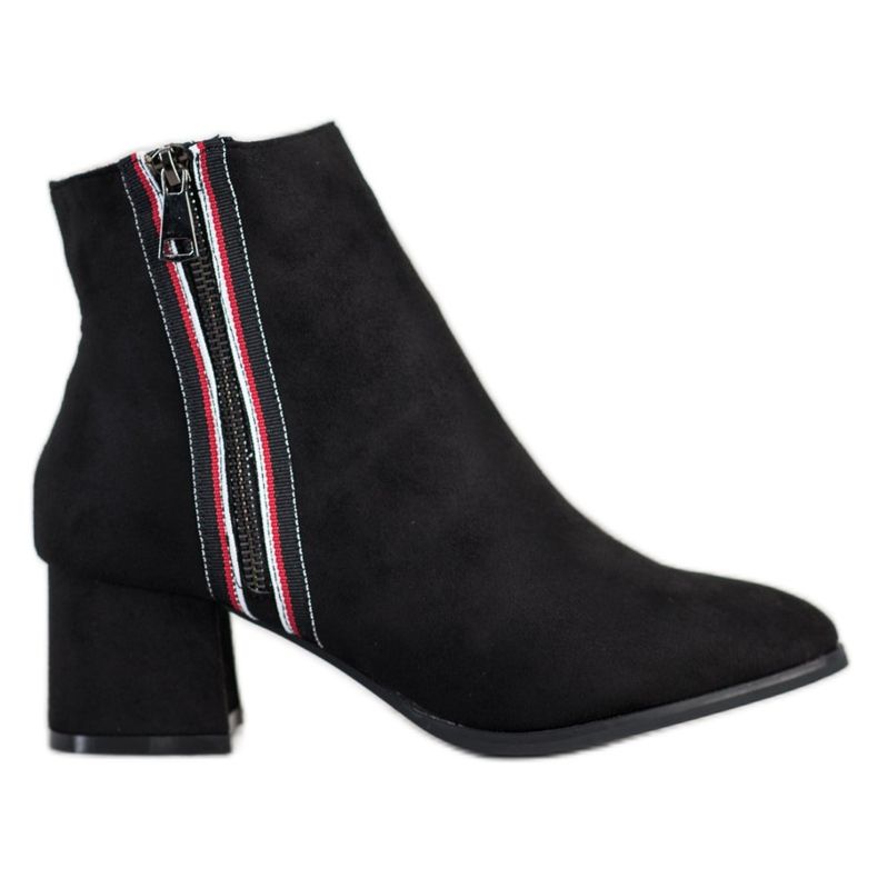 M.Daszyński Wildlederstiefel mit dekorativem Reißverschluss schwarz