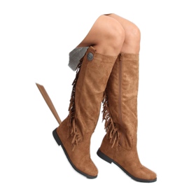 Stiefel mit Fransen, versteckter Keil Camel ST-28P Camel beige