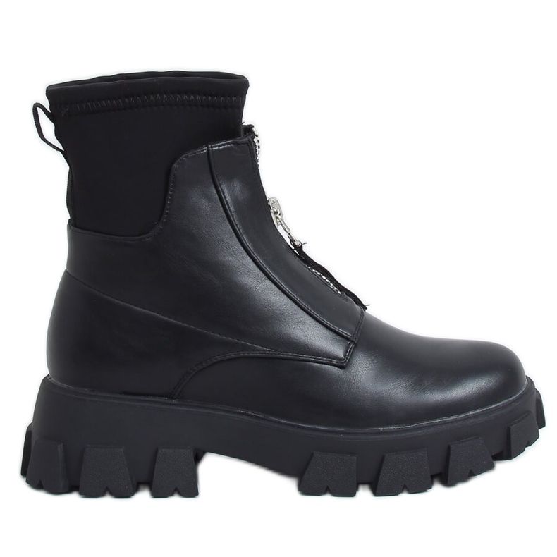 Schwarze Stiefel mit hohen Sohlen NS155-1 Schwarz