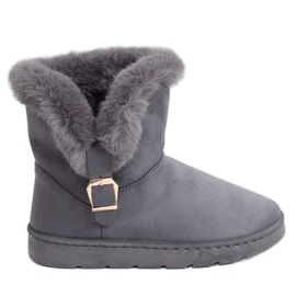 Graue Damen-Schneestiefel mit Schnalle A979 Grau