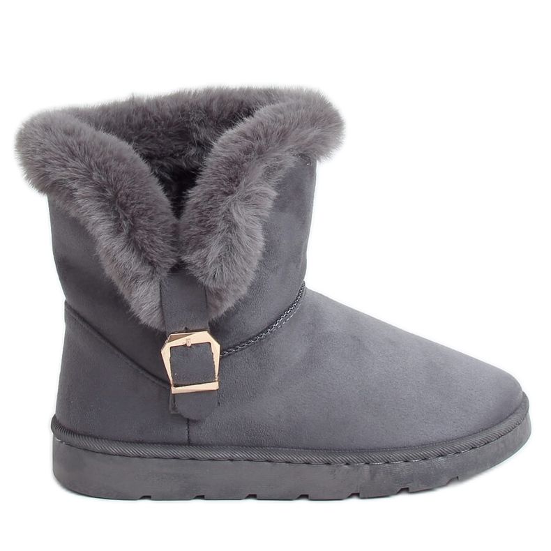 Graue Damen-Schneestiefel mit Schnalle A979 Grau
