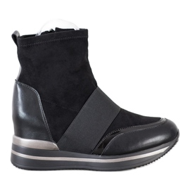 SHELOVET Modische Keilstiefel schwarz