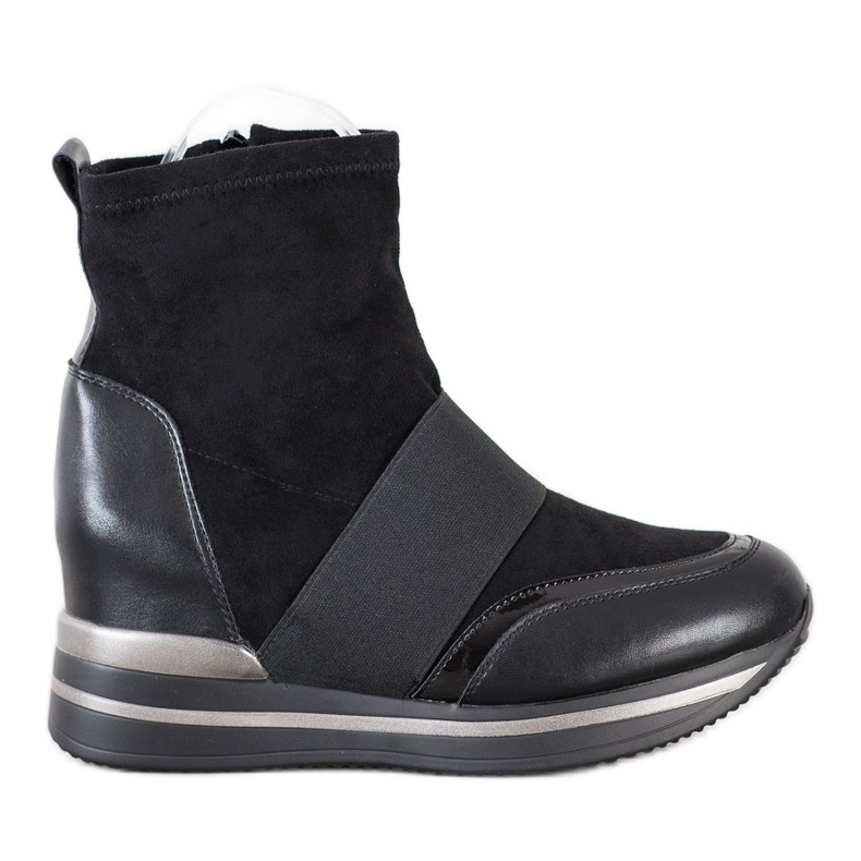 SHELOVET Modische Keilstiefel schwarz