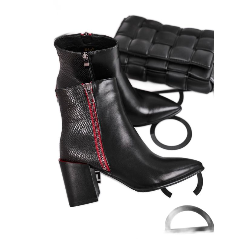 S.Barski Schwarze Lippi Damen Schwarze Stiefel rot