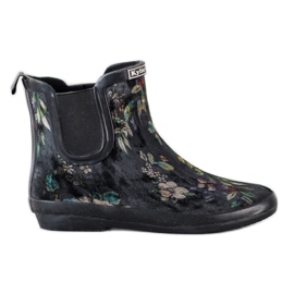 Kylie Gummistiefel aus Wildleder mit Blumen schwarz