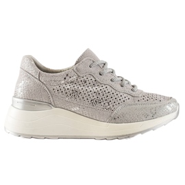 Goodin Stylische Ledersneaker silber- grau