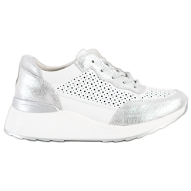 Goodin Stylische Ledersneaker weiß silber-