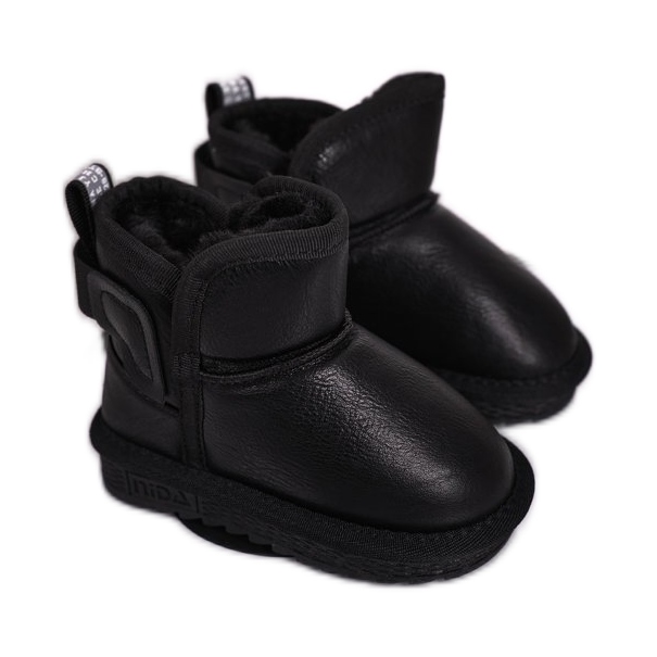 Apawwa Schwarze Kinder-Schneestiefel mit Fell Black Charlotte