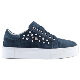 Filippo Ledersneaker auf der Plattform marineblau blau