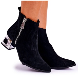 Nicole Damenstiefel auf silbernem Absatz Wildleder Schwarz Norah