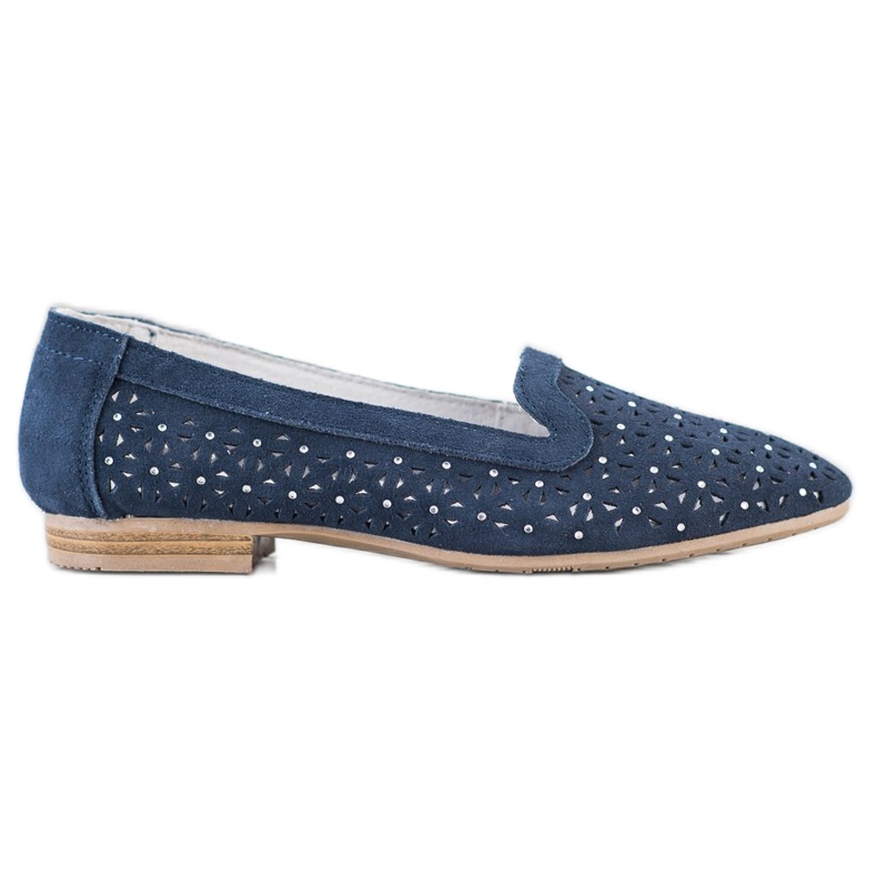 Filippo Leder Herren mit Cubic Zirkonia navy blau