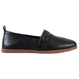 VINCEZA Leder Slipper schwarz