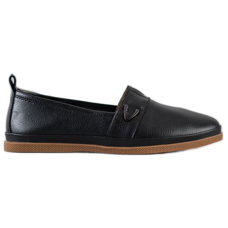VINCEZA Leder Slipper schwarz