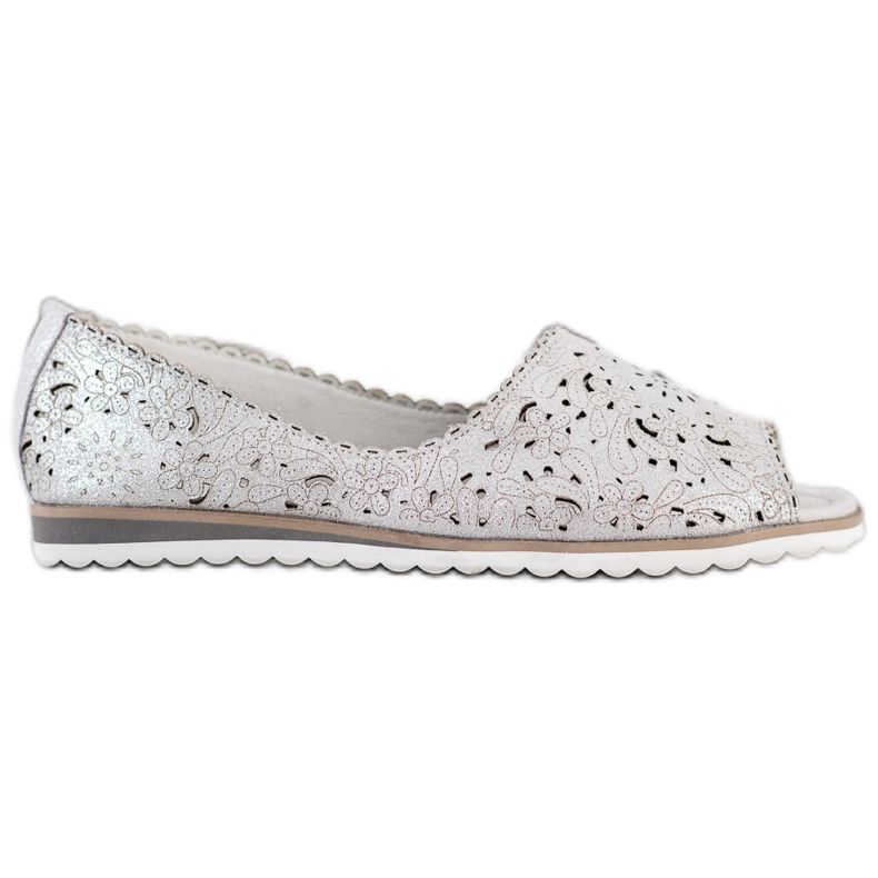 VINCEZA Ballerinas aus Leder silber- grau