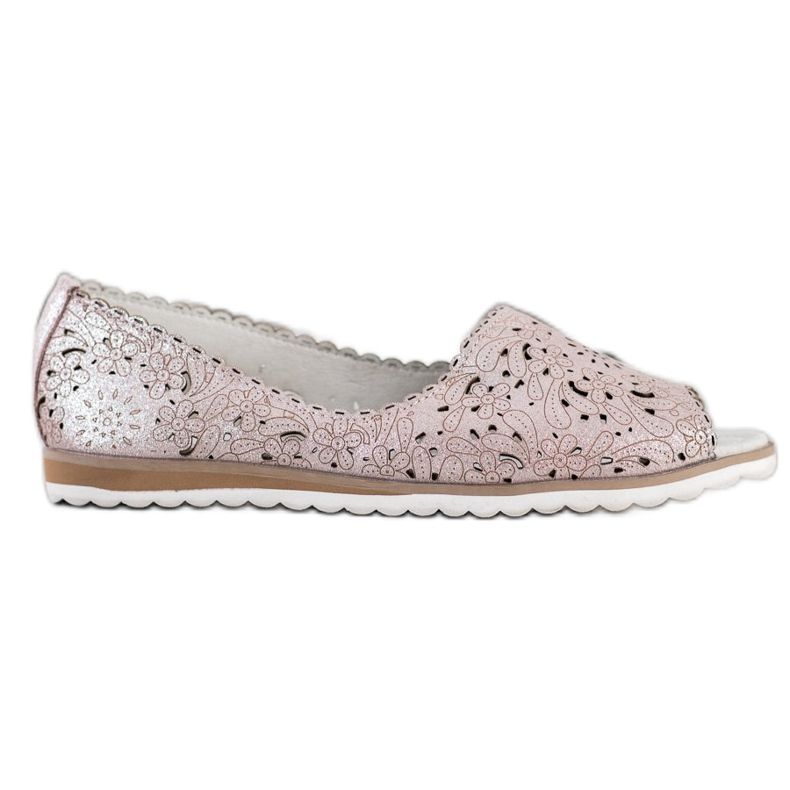 VINCEZA Ballerinas aus Leder rosa silber-