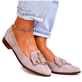 Nicole Damen Wildleder Loafer Beige Mary-Jane Ballerinas