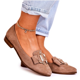 Nicole Damen Wildleder Loafer Ballerinas Hellbraun Mary-Jane