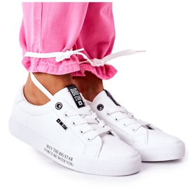 Damen-Leder-Sneaker mit der Aufschrift Big Star EE274316 White weiß