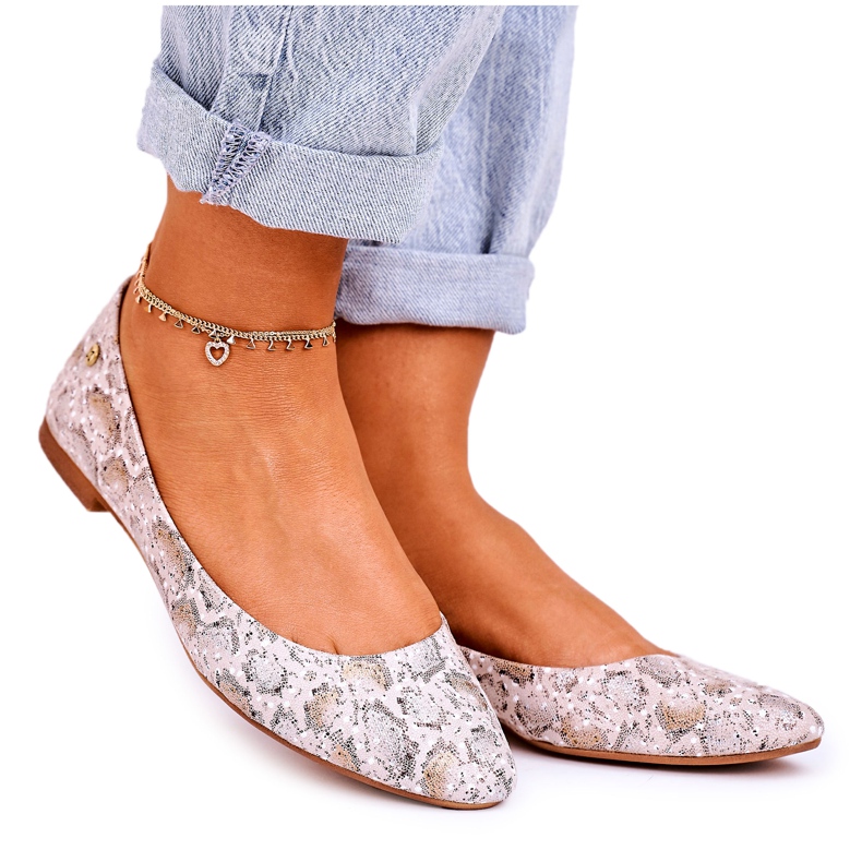 Damen Leder Ballerinas Maciejka Beige Gold 04100-22 mehrfarbig golden