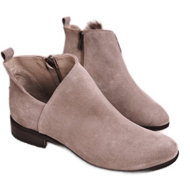 Nicole Damenstiefeletten mit V-Ausschnitt Wildleder Cappuccino Clarence braun mehrfarbig