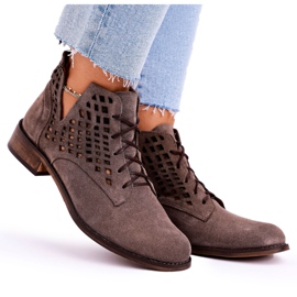 Nicole Durchbrochene Suede Brown Susannah Stiefel für Damen braun