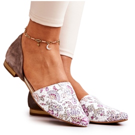 Elegante Lederballerinas mit Blumen Laura Messi 1110 Weiß