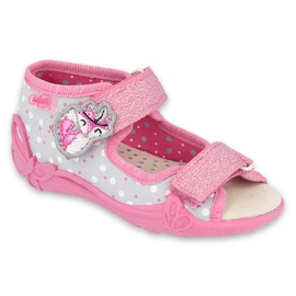 Befado gelbe Kinderschuhe 342P018 rosa grau