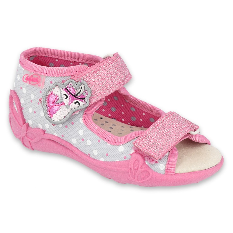 Befado gelbe Kinderschuhe 342P018 rosa grau